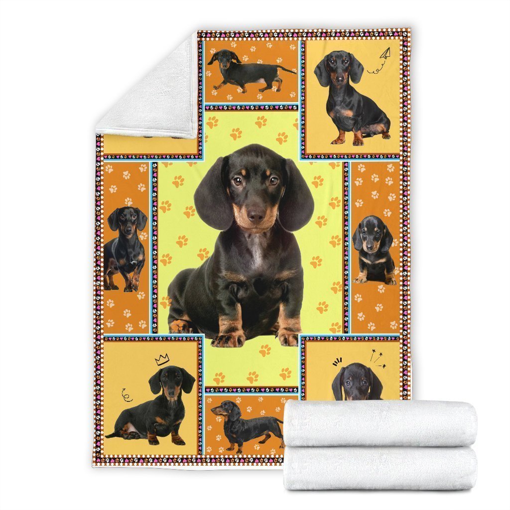 Dachshund Yellow Fleece Blanket Frame-Gear Wanta