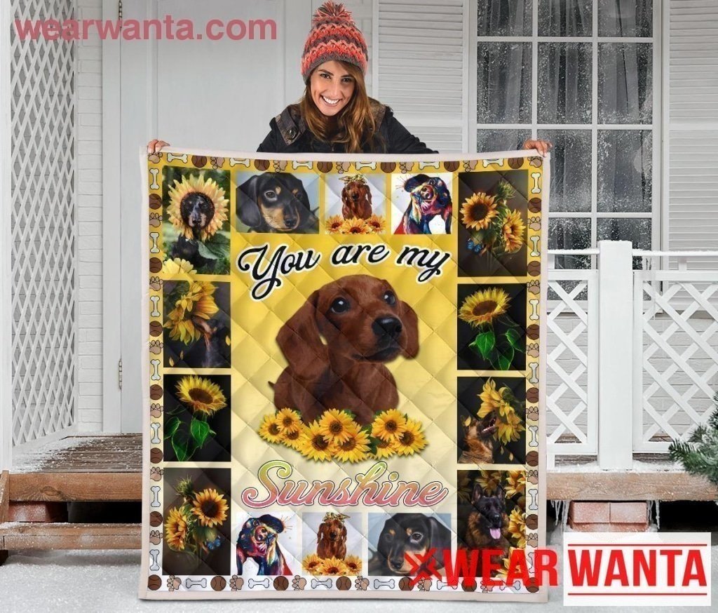 Dachshund You Are My Sunshine Sunflower Blanket For Dog Lover-Gear Wanta