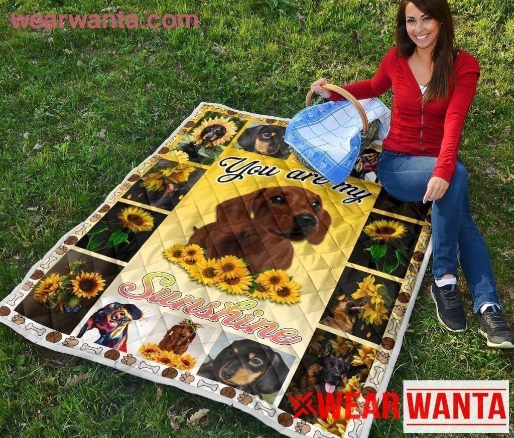 Dachshund You Are My Sunshine Sunflower Blanket For Dog Lover-Gear Wanta