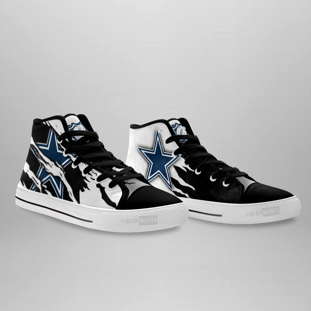 Dallas Cowboys High Top Shoes Custom For Fans-Gear Wanta