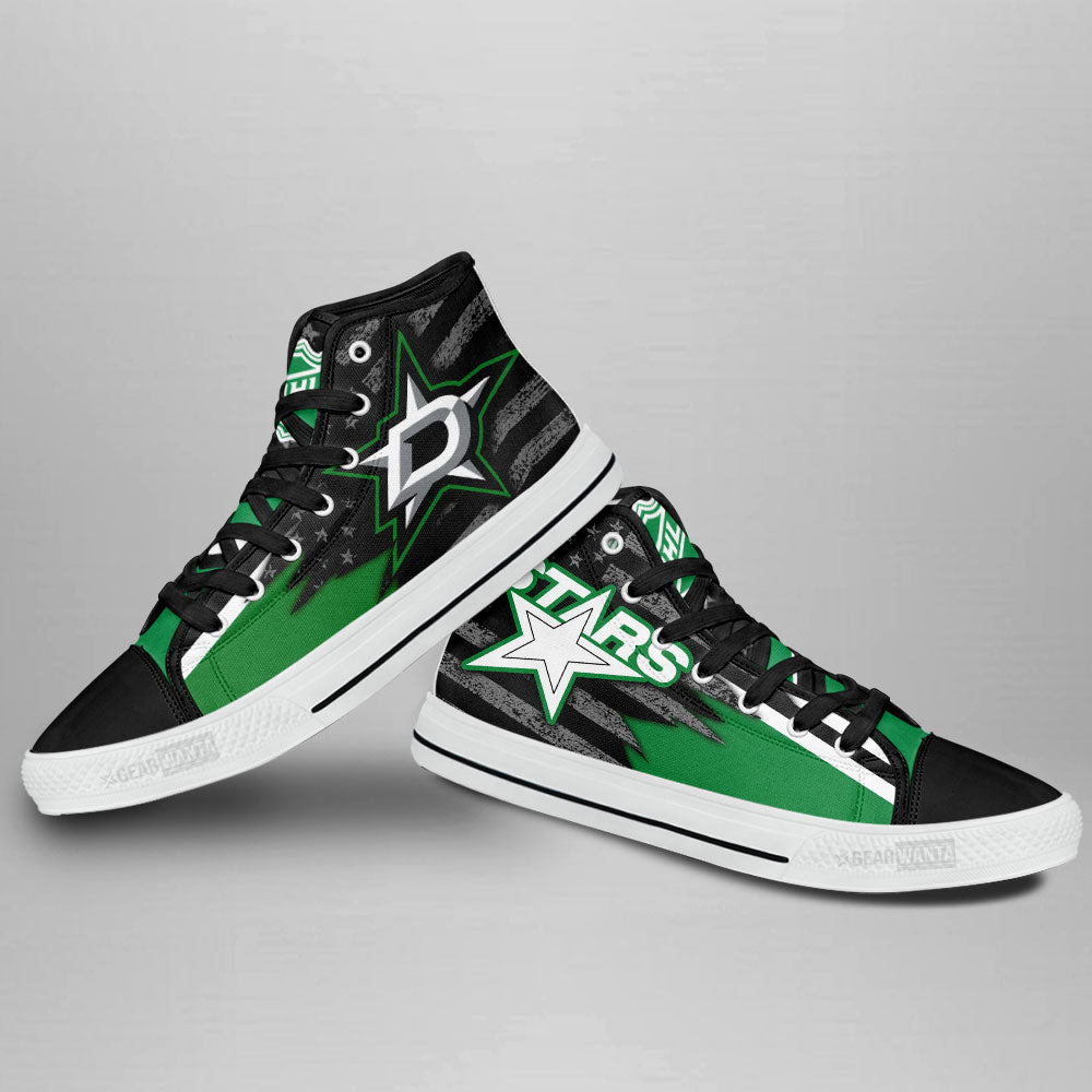 Dallas Stars High Top Shoes Custom American Flag Sneakers-Gear Wanta