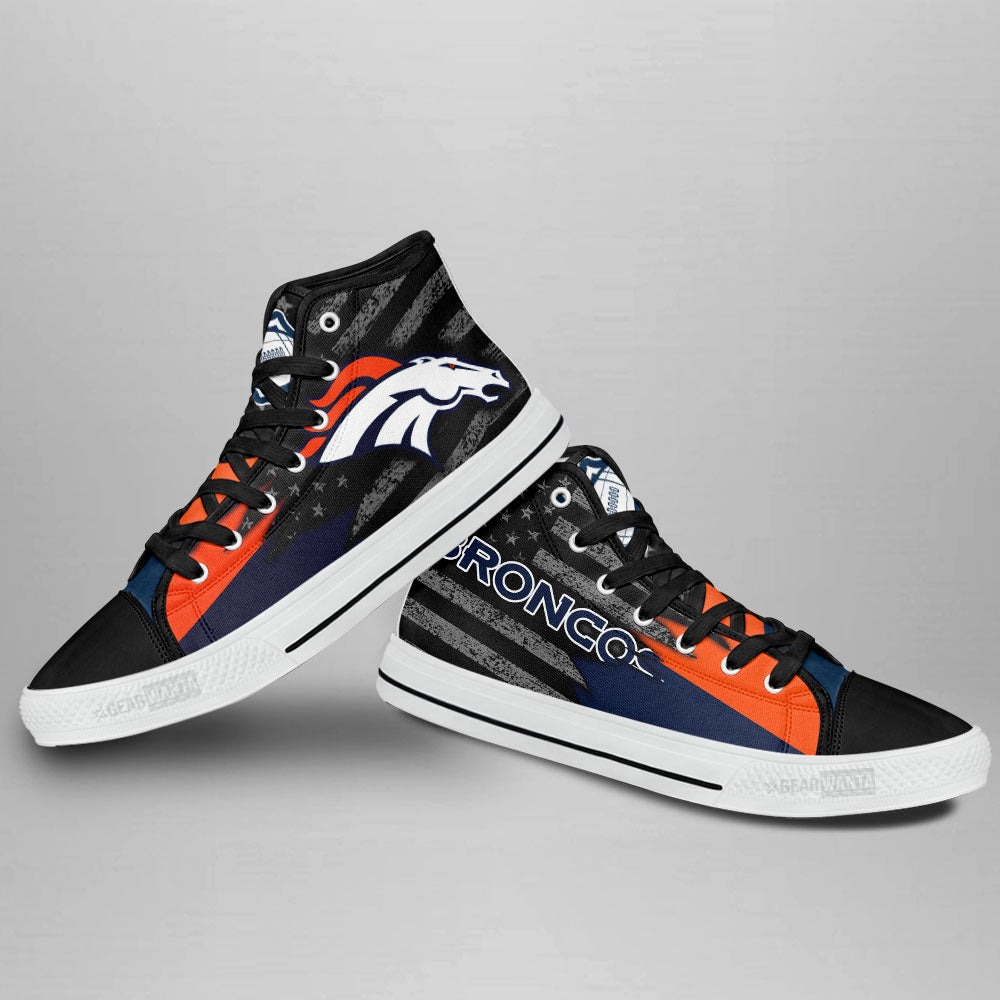 Denver Broncos High Top Shoes Custom American Flag Sneakers-Gear Wanta