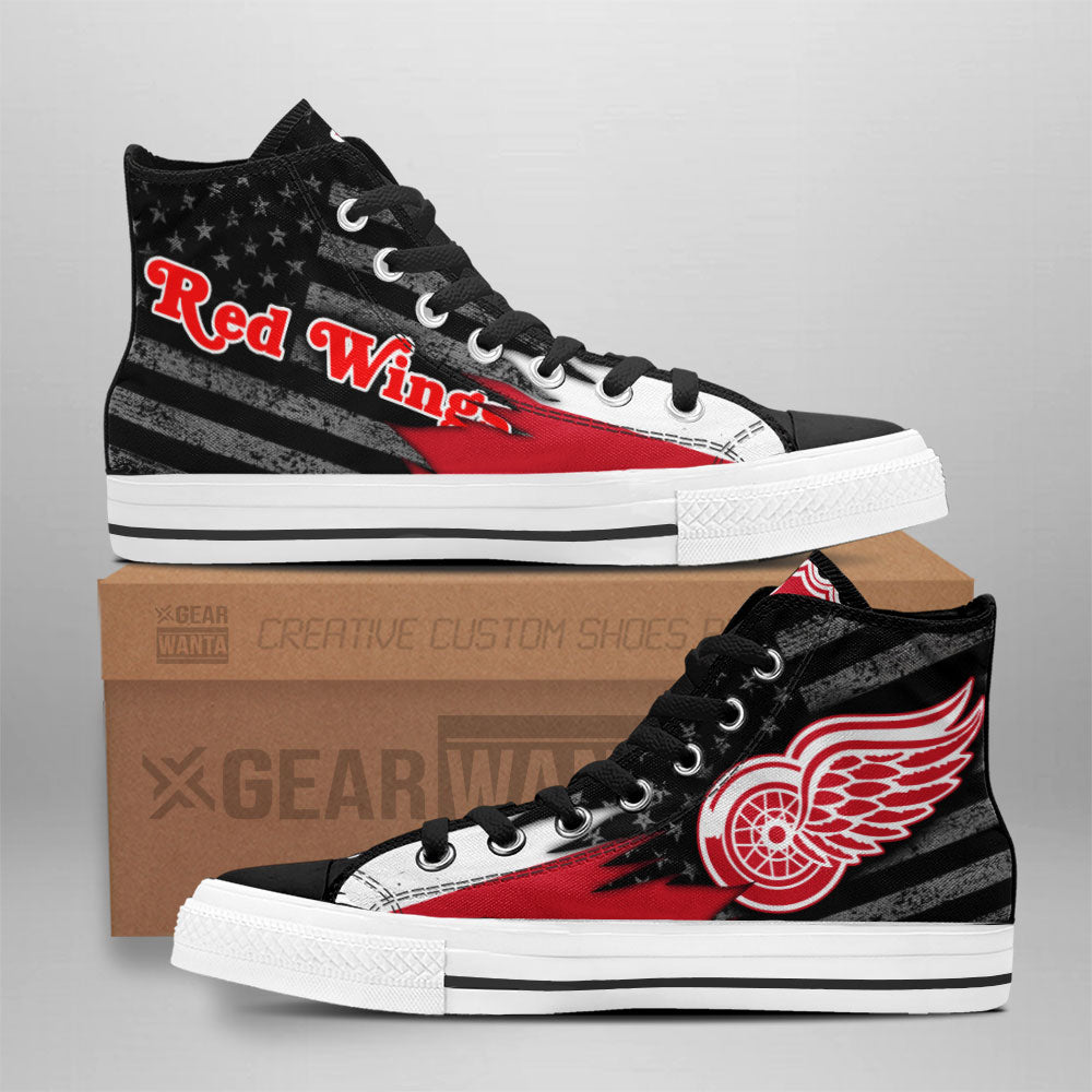 Detroit Red Wings High Top Shoes Custom American Flag Sneakers-Gear Wanta