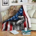 Devon Rex Cat Fleece Blanket American Flag-Gear Wanta