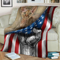 Devon Rex Cat Fleece Blanket American Flag-Gear Wanta