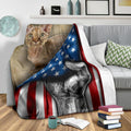 Devon Rex Cat Fleece Blanket American Flag-Gear Wanta