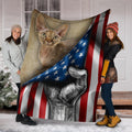 Devon Rex Cat Fleece Blanket American Flag-Gear Wanta