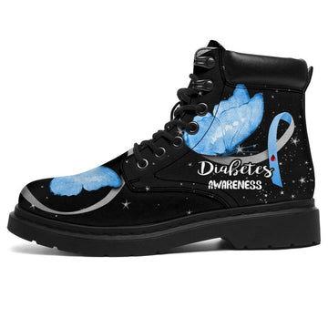 Diabetes Awareness Boots Ribbon Butterfly Shoes-Gear Wanta