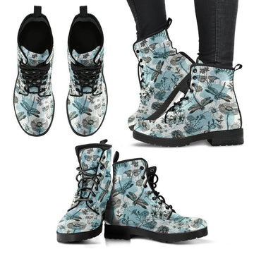 Dragonfly Flower Women Leather Boots Gift Idea-Gear Wanta