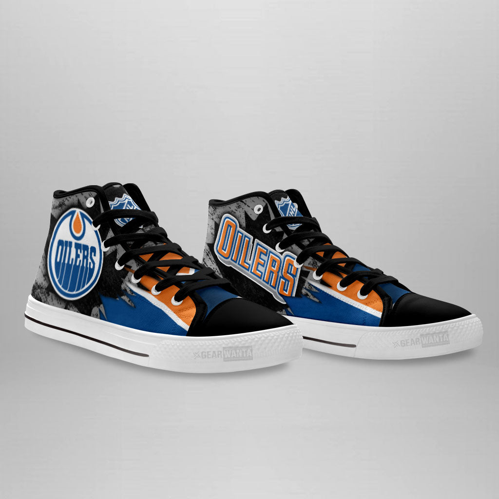 Edmonton Oilers High Top Shoes Custom Canadian Maple Leaf Sneakers-Gear Wanta