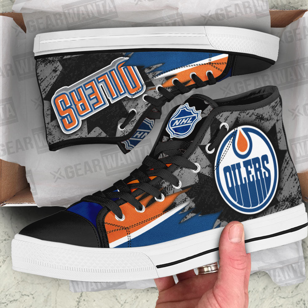 Edmonton Oilers High Top Shoes Custom Canadian Maple Leaf Sneakers-Gear Wanta