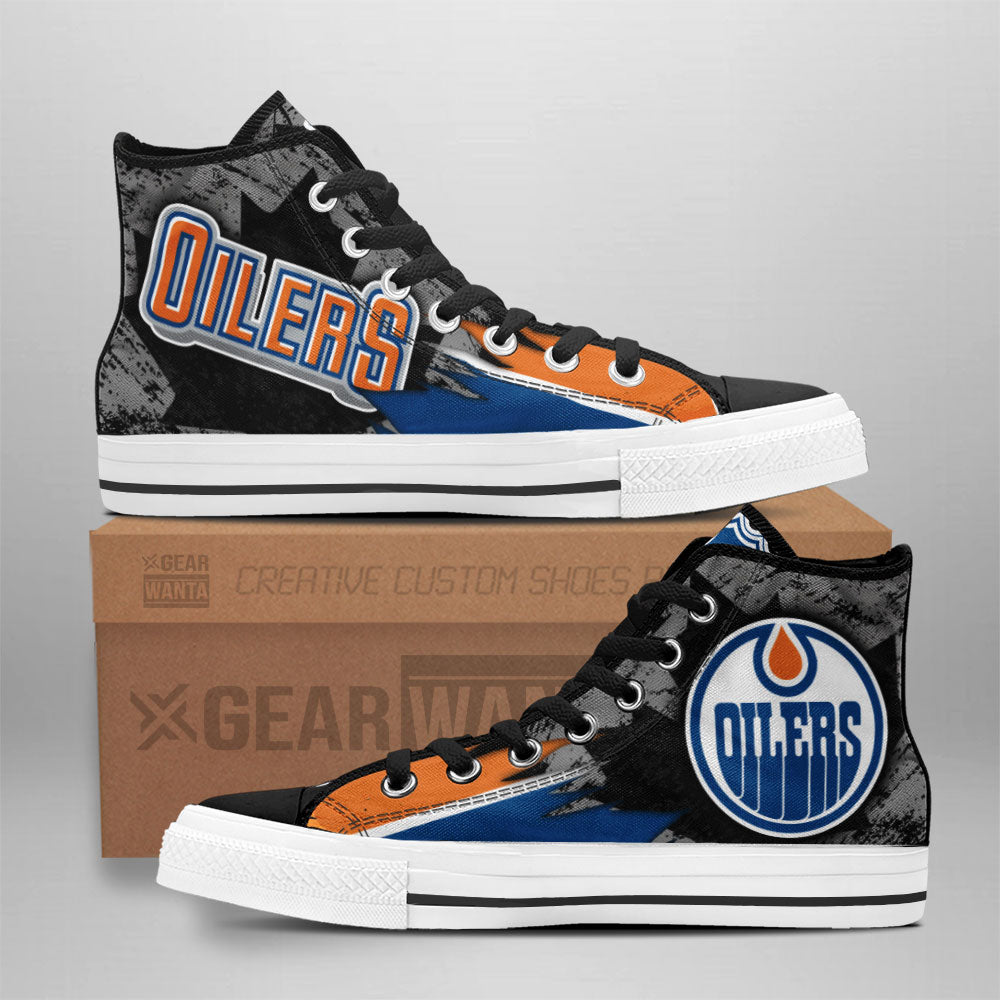 Edmonton Oilers High Top Shoes Custom Canadian Maple Leaf Sneakers-Gear Wanta