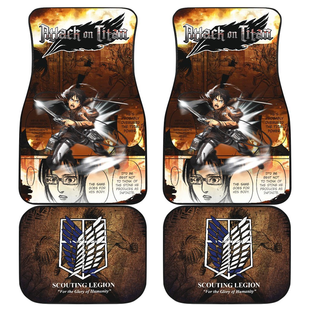 Eren Jeager Attack On Titan Car Floor Mats Love Anime-Gear Wanta