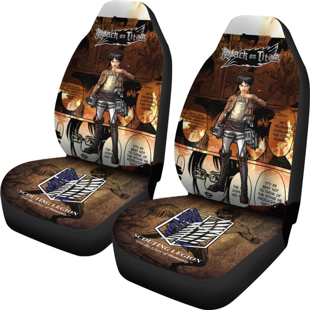 Eren Jeager Attack On Titan Car Seat Covers Custom Anime Car Accessories-Gear Wanta