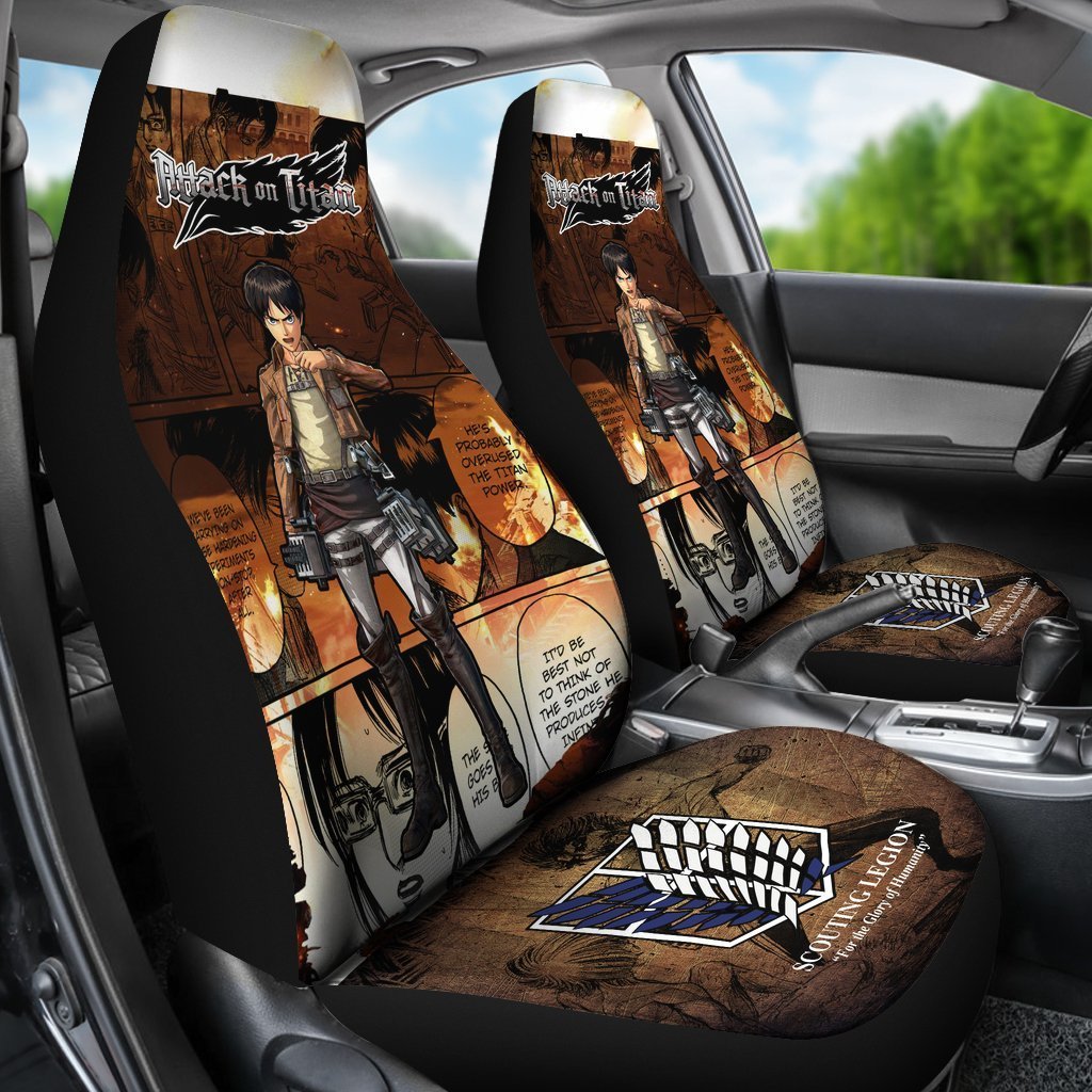 Eren Jeager Attack On Titan Car Seat Covers Custom Anime Car Accessories-Gear Wanta