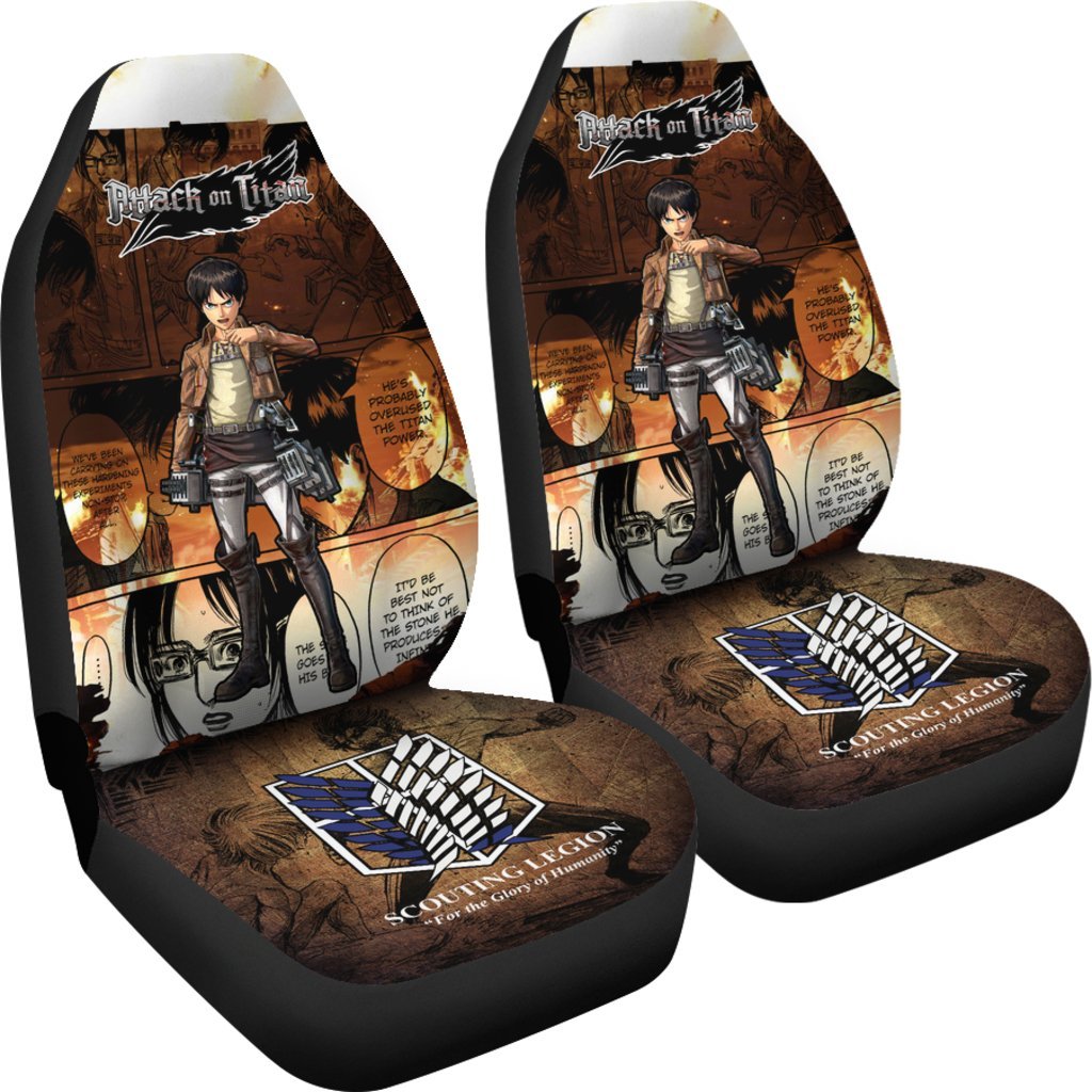 Eren Jeager Attack On Titan Car Seat Covers Love Anime-Gear Wanta