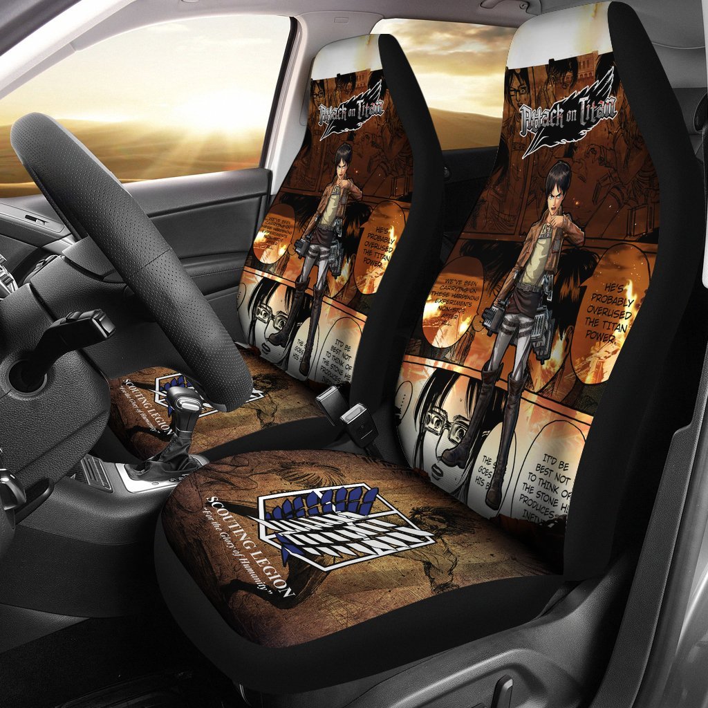 Eren Jeager Attack On Titan Car Seat Covers Love Anime-Gear Wanta