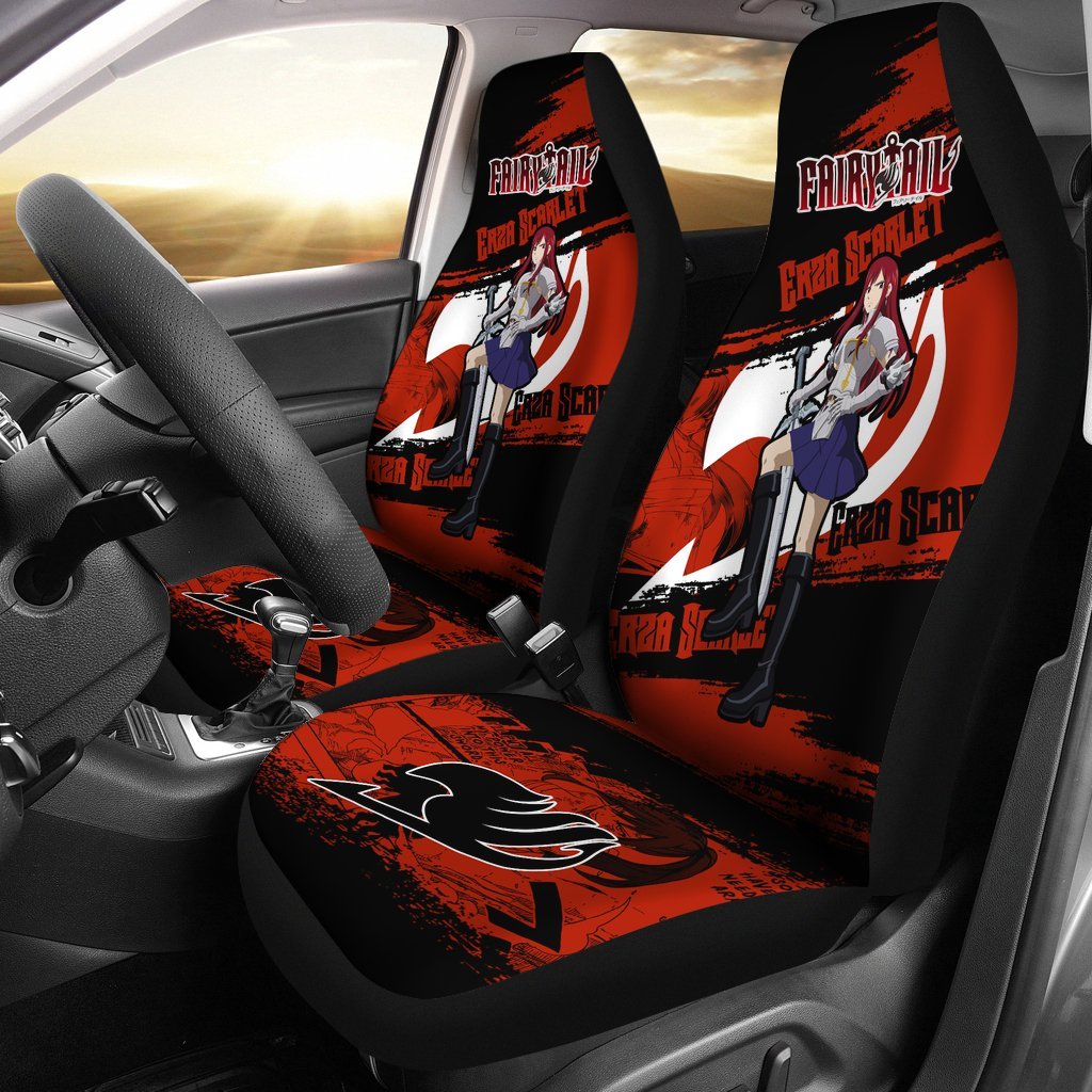 Erza Scarlet Fairy Tail Red Car Seat Covers Custom Anime Car Accessories-Gear Wanta