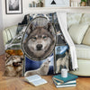 Face Grey Wolf Fleece Blanket For Wolf Lover-Gear Wanta