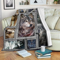 Face Grey Wolf Fleece Blanket For Wolf Lover-Gear Wanta