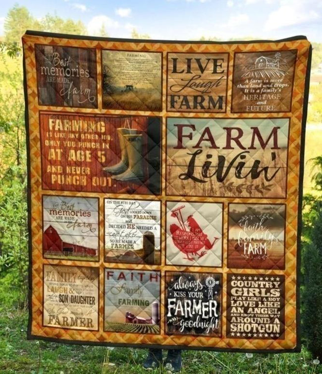 Farm Livin Farmer Quilt Blanket-Gear Wanta