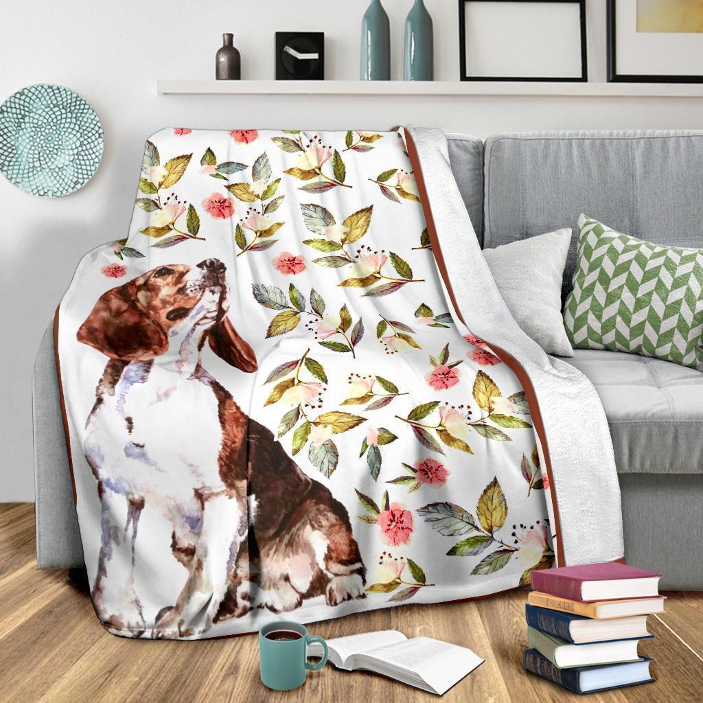 Floral Beagle Fleece Blanket Dog-Gear Wanta
