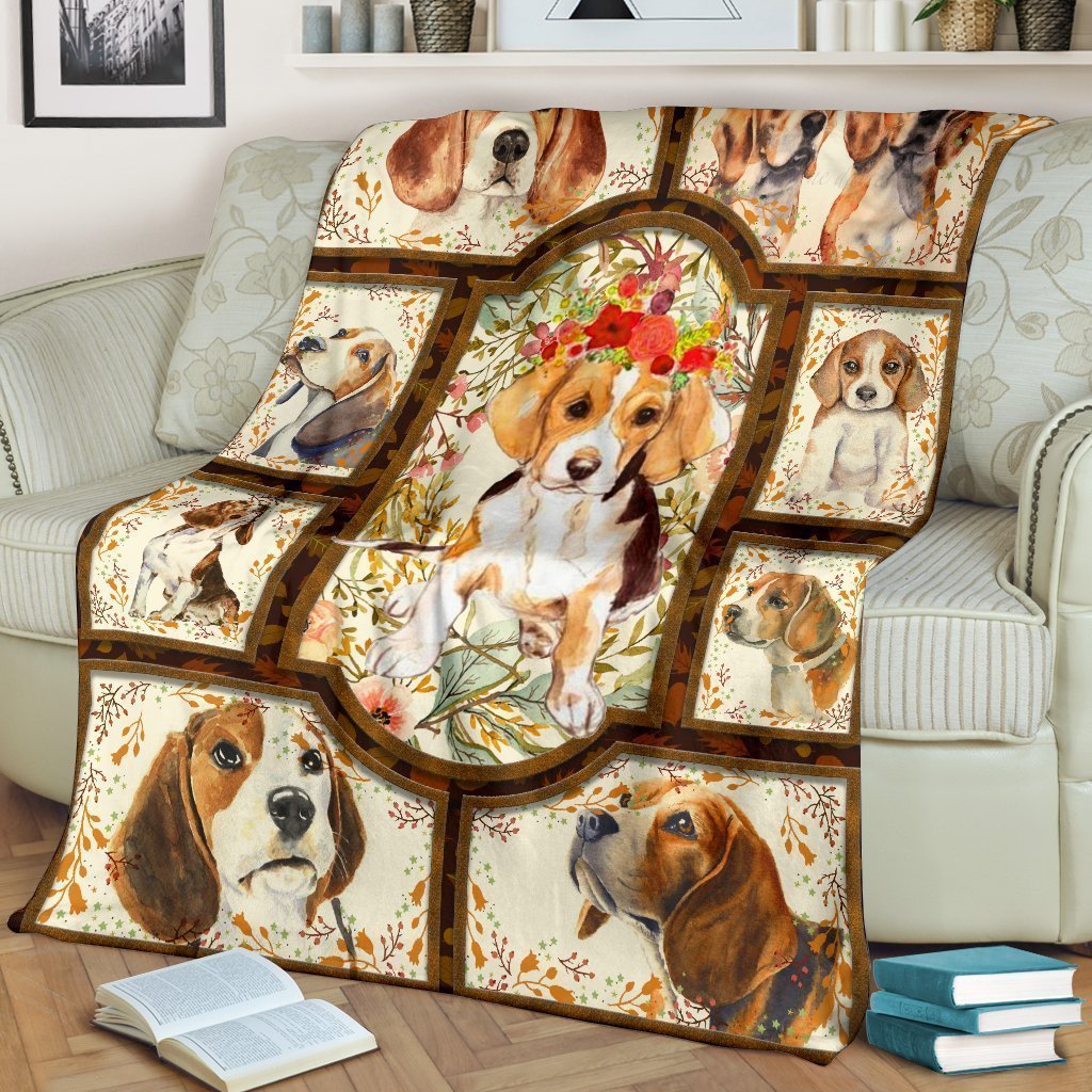 Floral Beagle Fleece Blanket-Gear Wanta