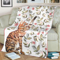 Floral Cat Fleece Blanket For Cat Lover-Gear Wanta