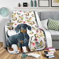 Floral Dachshund Dog Fleece Blanket-Gear Wanta