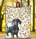 Floral Dachshund Dog Fleece Blanket-Gear Wanta