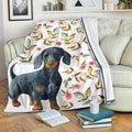 Floral Dachshund Dog Fleece Blanket-Gear Wanta