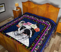 Floral French Bulldog Quilt Blanket-Gear Wanta