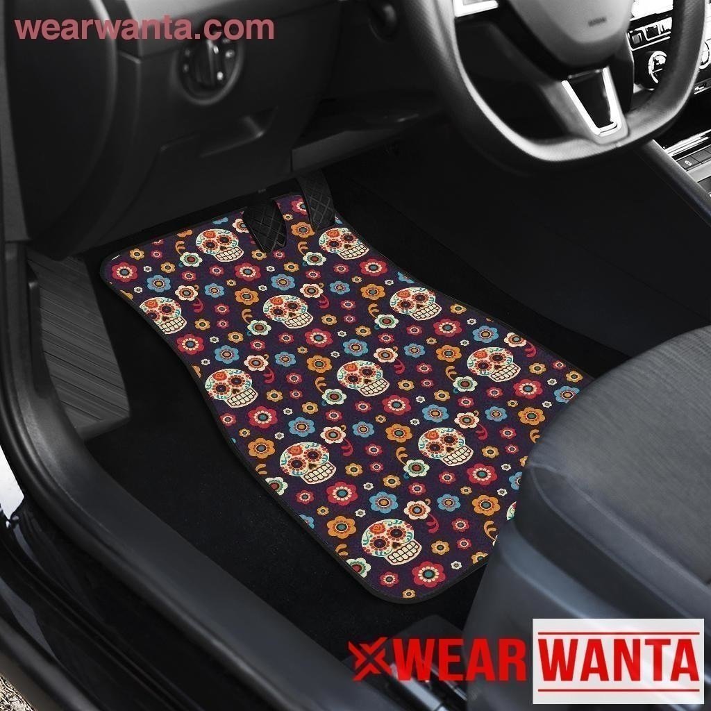 Floral Sugar Skull Car Floor Mats Custom Car Accessories-Gear Wanta
