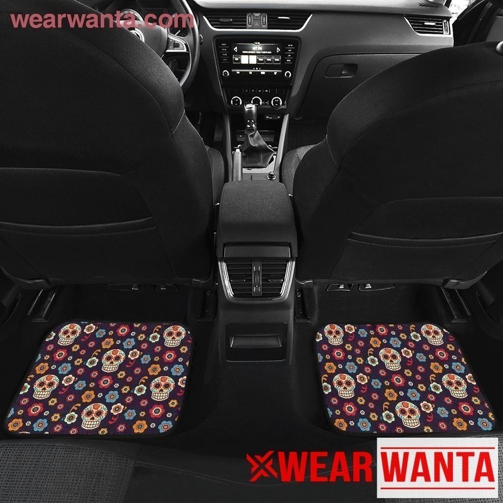 Floral Sugar Skull Car Floor Mats Custom Car Accessories-Gear Wanta