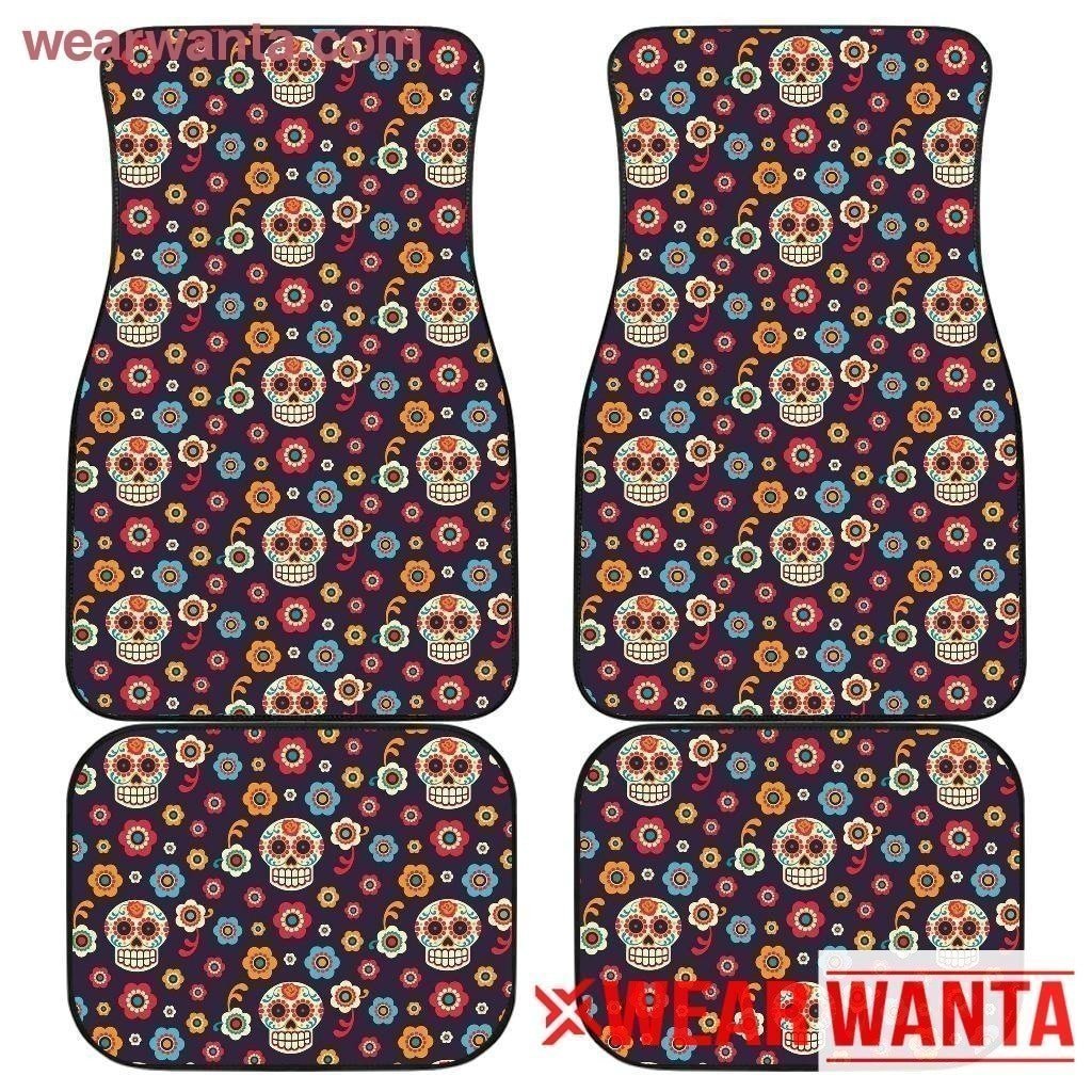Floral Sugar Skull Car Floor Mats Custom Car Accessories-Gear Wanta