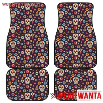 Floral Sugar Skull Car Floor Mats Custom Car Accessories-Gear Wanta