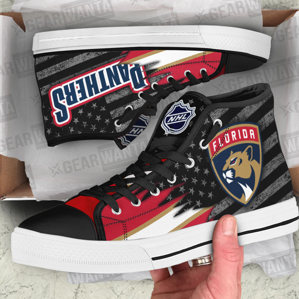 Florida Panthers High Top Shoes Custom American Flag Sneakers-Gear Wanta