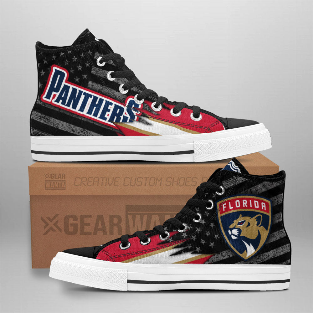 Florida Panthers High Top Shoes Custom American Flag Sneakers-Gear Wanta