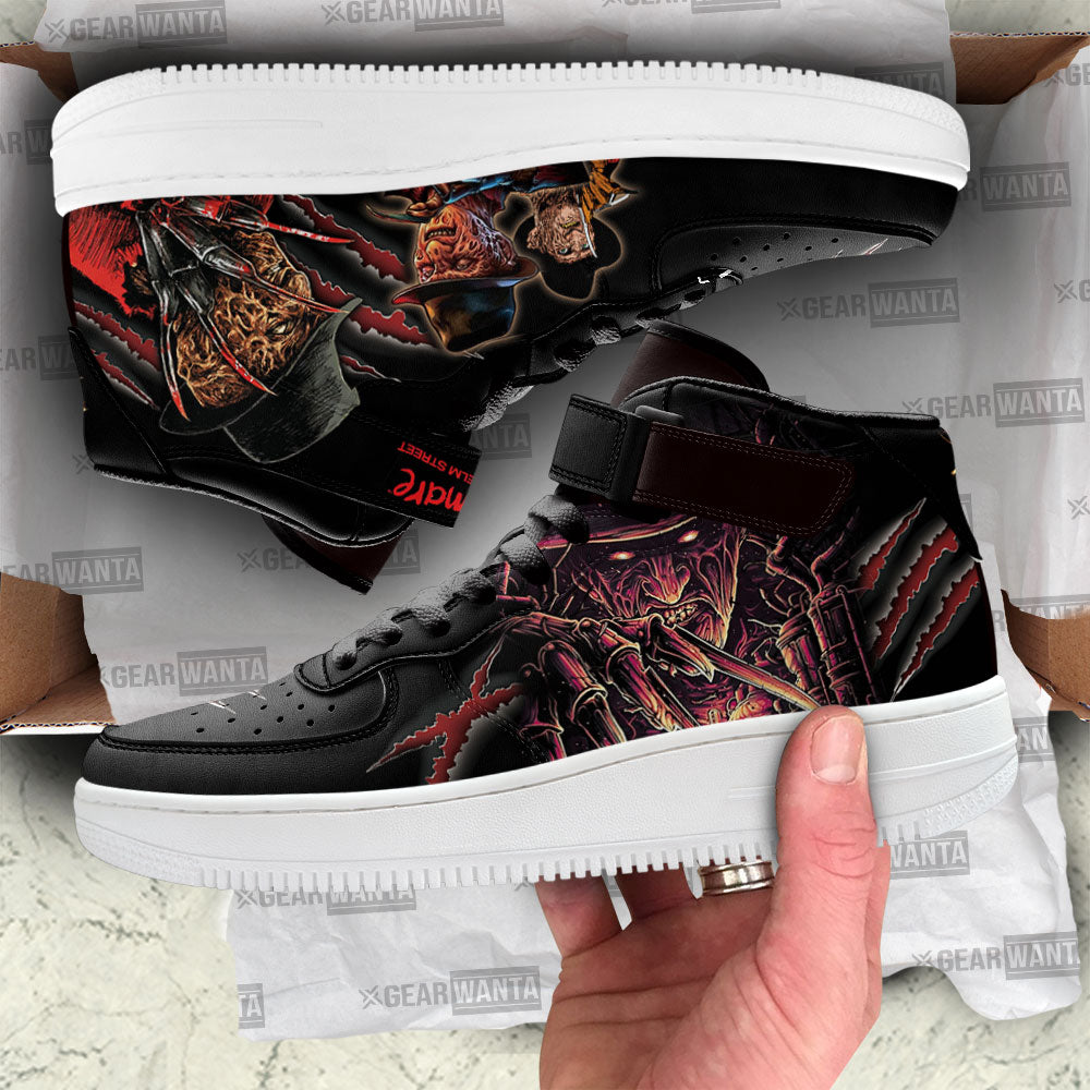 Freddy Krueger Shoes Air Mid Custom Nightmare For Horror Fans-Gear Wanta