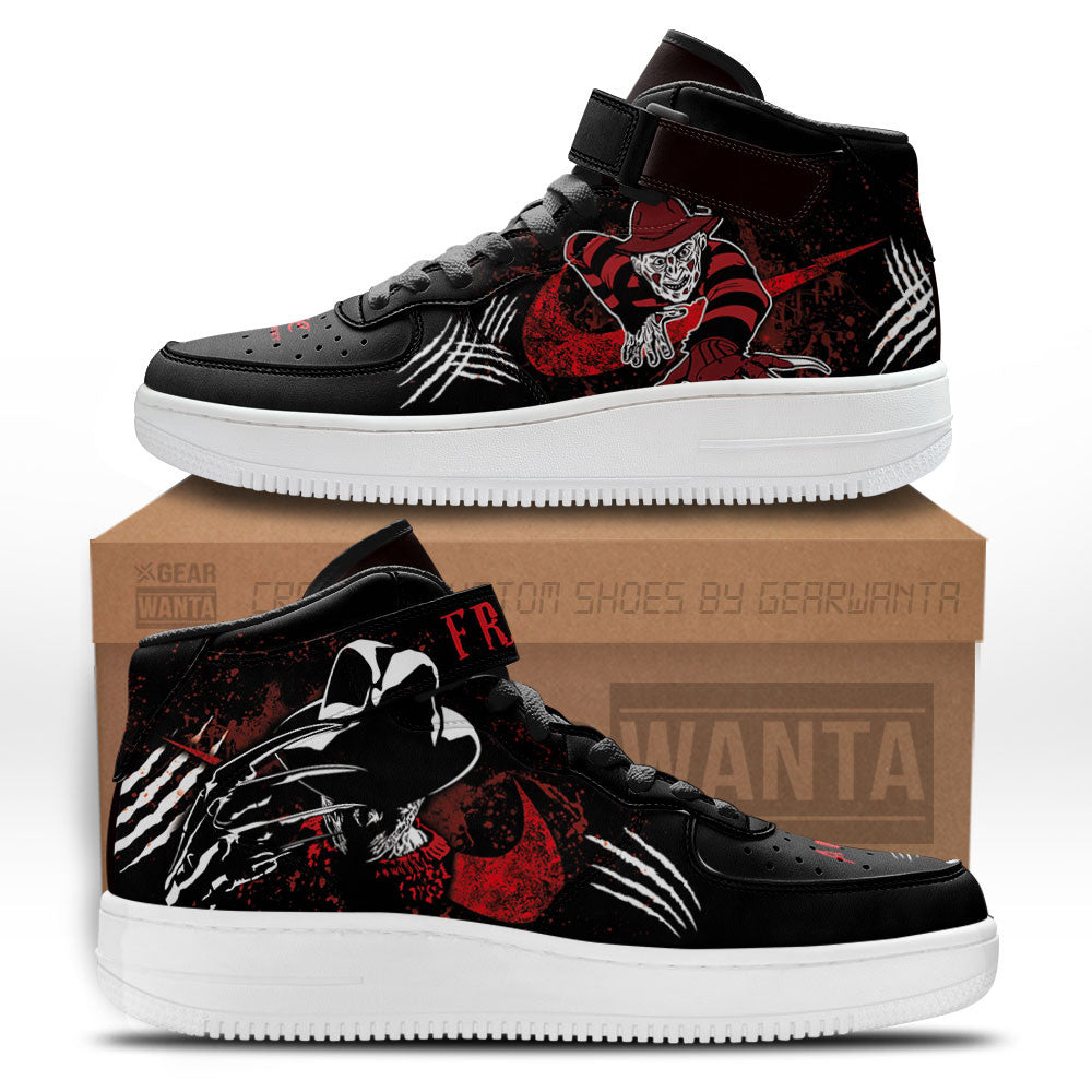 Freddy Krueger Shoes Air Mid Custom Sneakers For Horror Fans-Gear Wanta