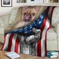 French Bulldog Fleece Blanket American Flag Dog Lover-Gear Wanta