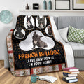 French Bulldog Leave Paw Prints On Your Heart Fleece Blanket-Gear Wanta