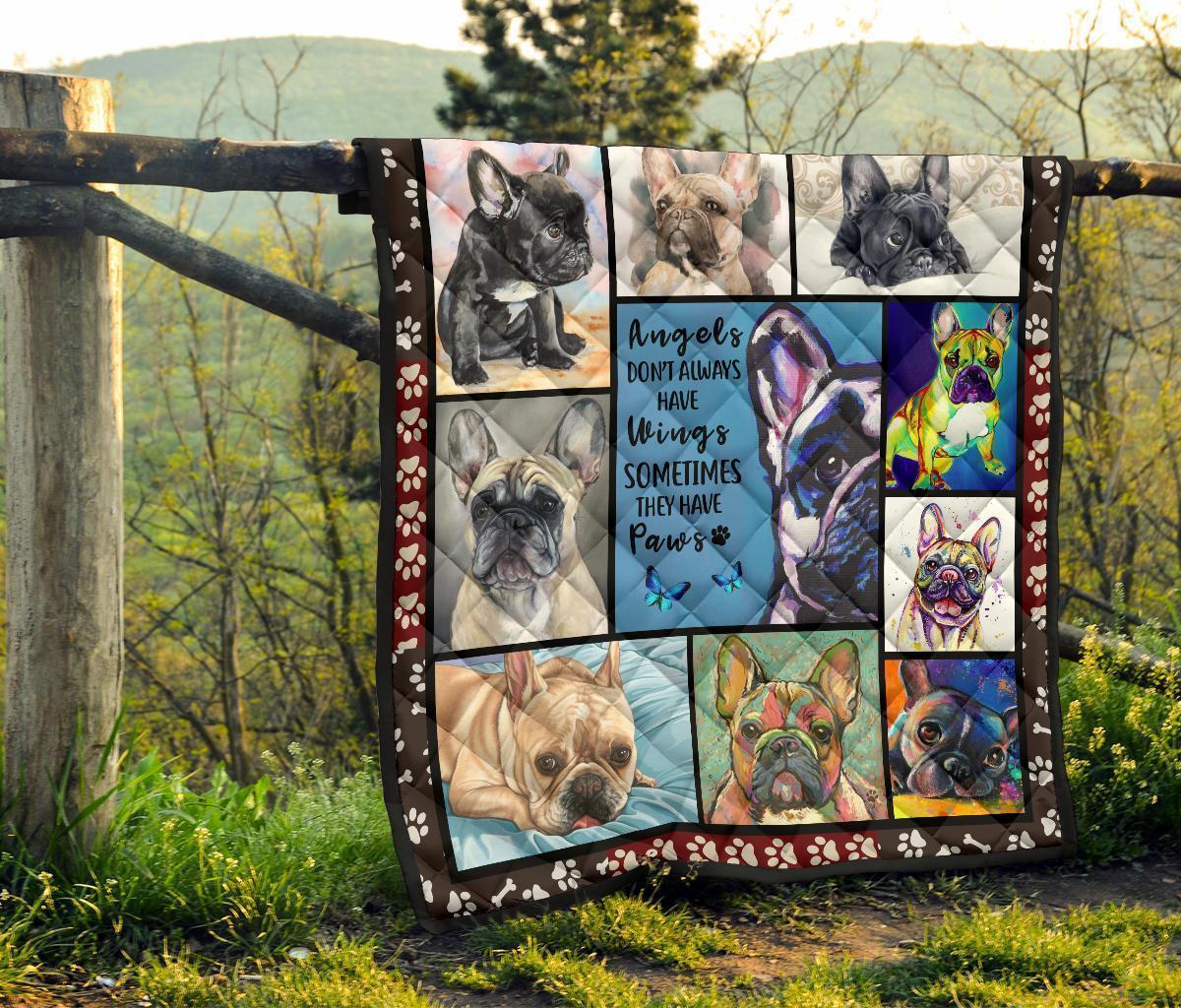French Bulldog Quilt Blanket Angels Sometimes Have Paws-Gear Wanta