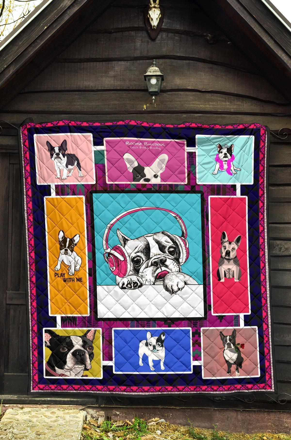 French Bulldog Quilt Blanket For Frenchie Lover-Gear Wanta