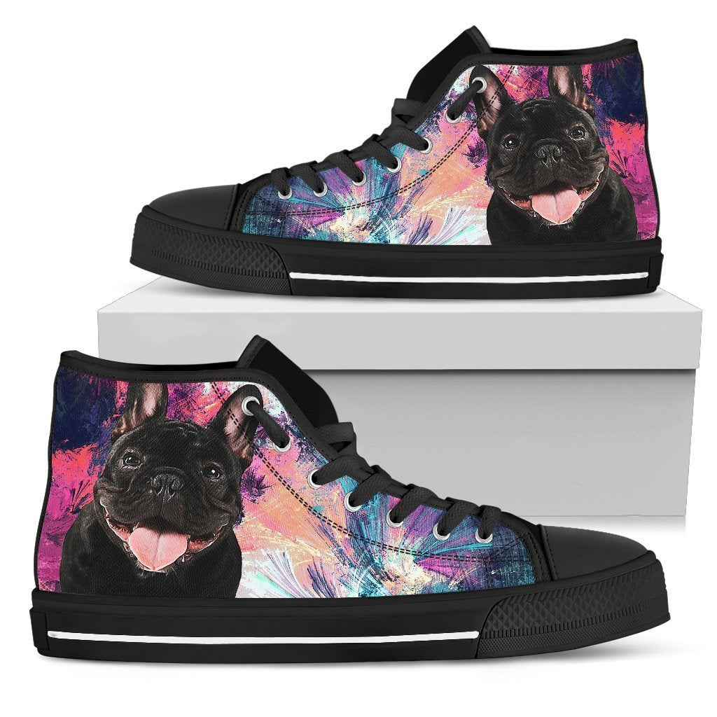 French Bulldog Sneakers Colorful High Top Shoes-Gear Wanta