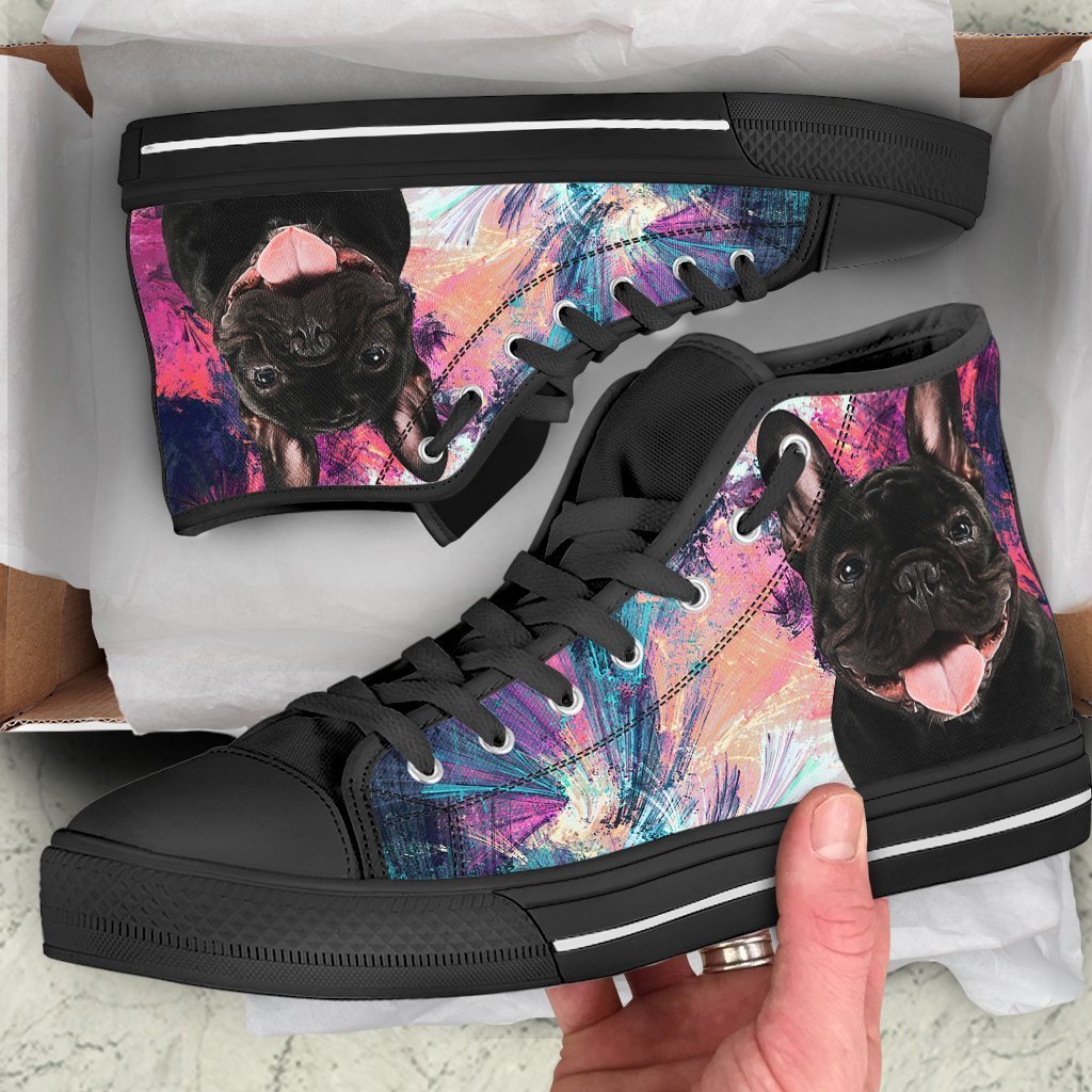 French Bulldog Sneakers Colorful High Top Shoes-Gear Wanta