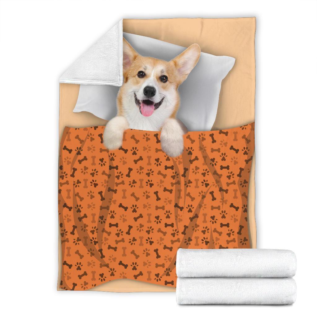 Funny Bed Corgi Fleece Blanket-Gear Wanta