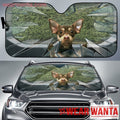 Funny Broken Glass Brown Chihuahua Car Sun Shade-Gear Wanta