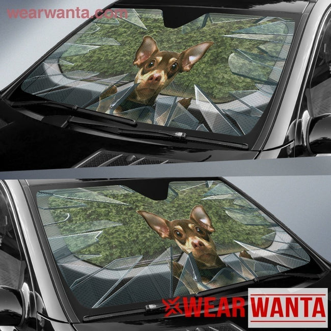Funny Broken Glass Brown Chihuahua Car Sun Shade-Gear Wanta