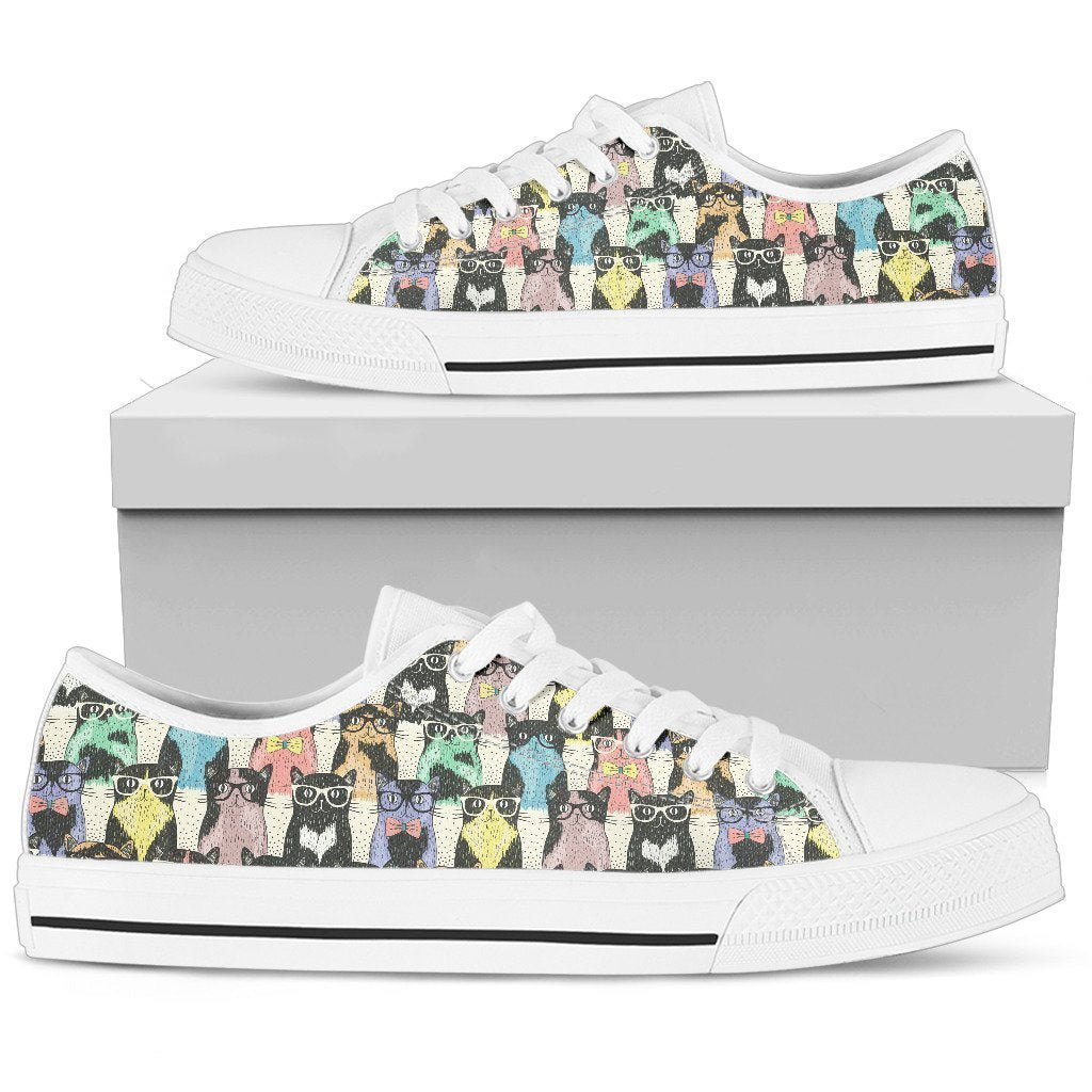 Funny Cat Sneakers Low Top Shoes For Cat Lover-Gear Wanta